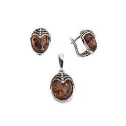 Silver earrings with amber K 1703 amber