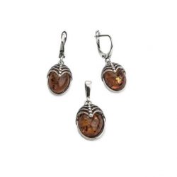 Silver pendant with amber W 1703 amber