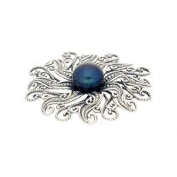 Brooch with navy blue pearl B 171