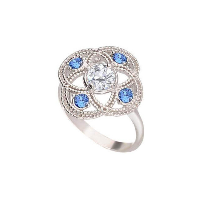 Srebrny pierścionek z białą cyrkonią i kryształami Swarovski Denim Blue PK 1878 Srebrny pierścionek z białą cyrkonią i kryształami Swarovski Denim Blue PK 1878