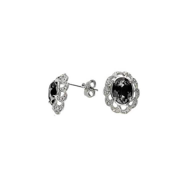 Srebrne kolczyki z kryształem Swarovskiego K2 1885 Silver Night