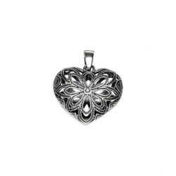 Silver oxidized pendant HEART W 1263