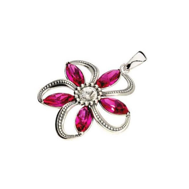 Srebrny wisiorek z kryształami Swarovski W 1898 Fuchsia