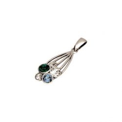 Srebrny wisiorek z kryształami Swarovski W 1963 Crystal Emerald Denim Blue