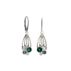 Srebrne kolczyki z kryształami Swarovski K 1963 Crystal Emerald Denim Blue
