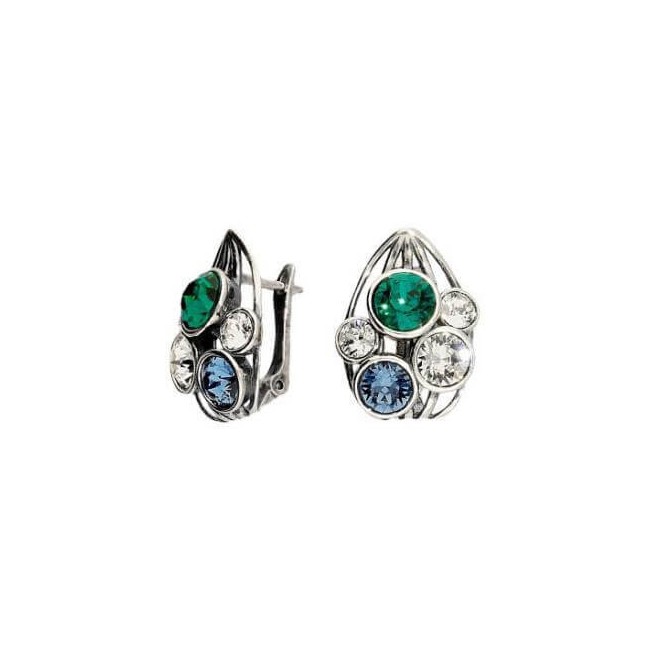 Srebrne kolczyki z kryształami Swarovski K3 1963 Crystal Emerald Denim Blue Srebrne kolczyki z kryształami Swarovski K3 1963 Crystal Emerald Denim Blue