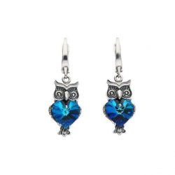 Silver earrings with crystals OWL K2 1702