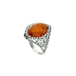 Silver ring with amber PK 1979 Cognac