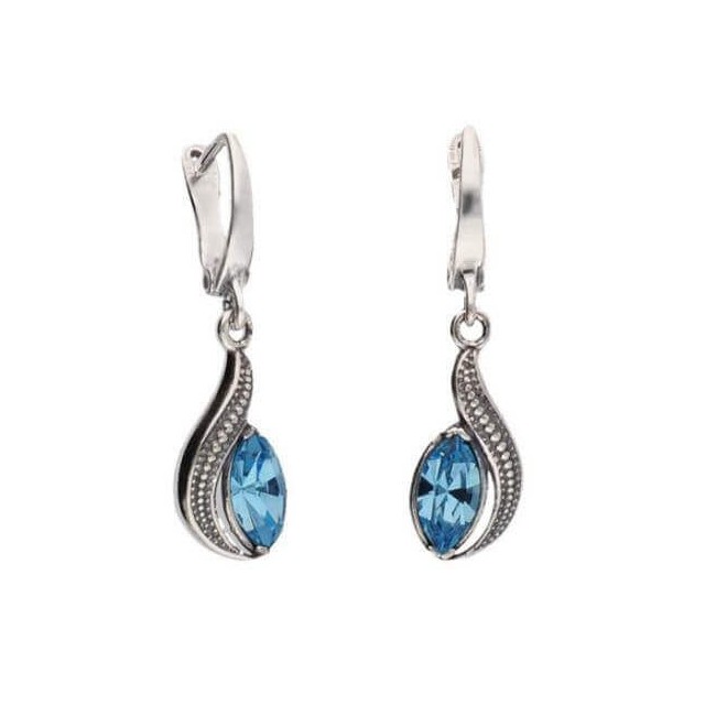 Kolczyki srebrne oksydowane Swarovski K 1903 Aquamarine Kolczyki srebrne oksydowane Swarovski K 1903 Aquamarine