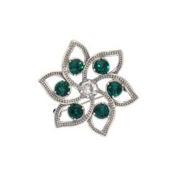 Broszka z kryształem Swarovski Kwiat B 173 Emerald Crystal