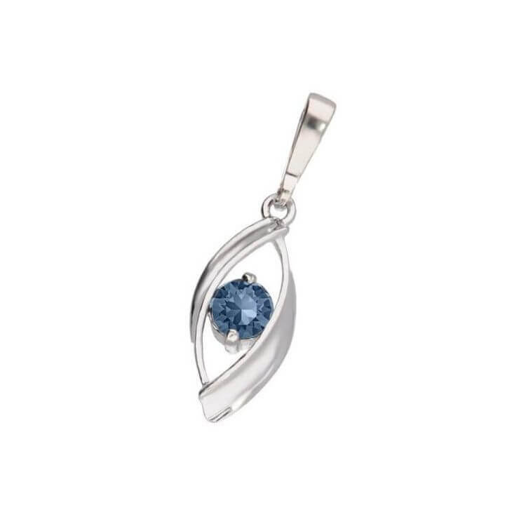 Srebrny wisiorek z kryształem Swarovski W 2011 Denim Blue