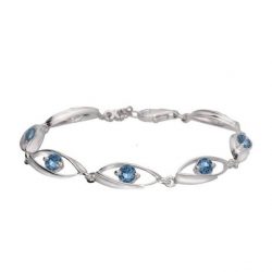 Srebrna bransoletka z kryształami Swarovski L 2011 Denim Blue