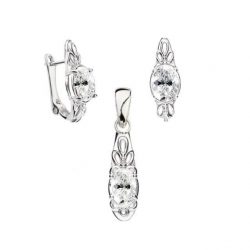 Silver rhodium plated earrings with K3 2029 cubic zirconia