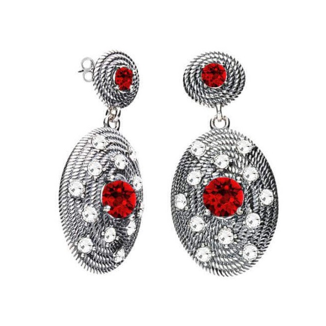 Srebrne oksydowane kolczyki z kryształami Swarovski K2 1996 Siam Srebrne oksydowane kolczyki z kryształami Swarovski K2 1996 Siam