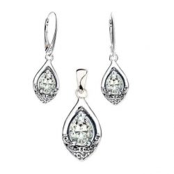 Oxidized silver earrings with white zircon K 2030 white