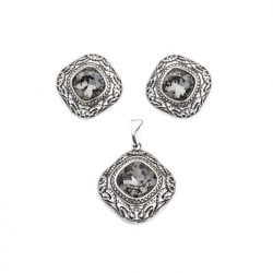 Swarovski K3 1814 oxidized silver earrings