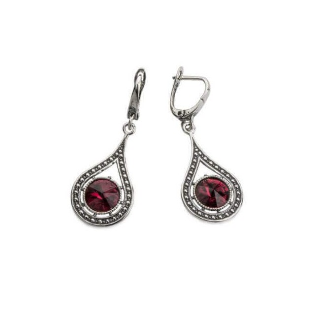 Kolczyki srebrne oksydowane Swarovski K 1827 Kolczyki srebrne oksydowane Swarovski K 1827