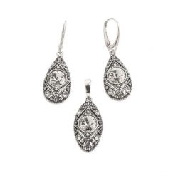 Oxidized silver earrings Swarovski Crystal K 1828