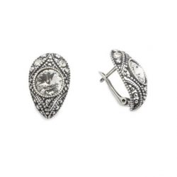 Oxidized silver earrings Swarovski Crystal K3 1828