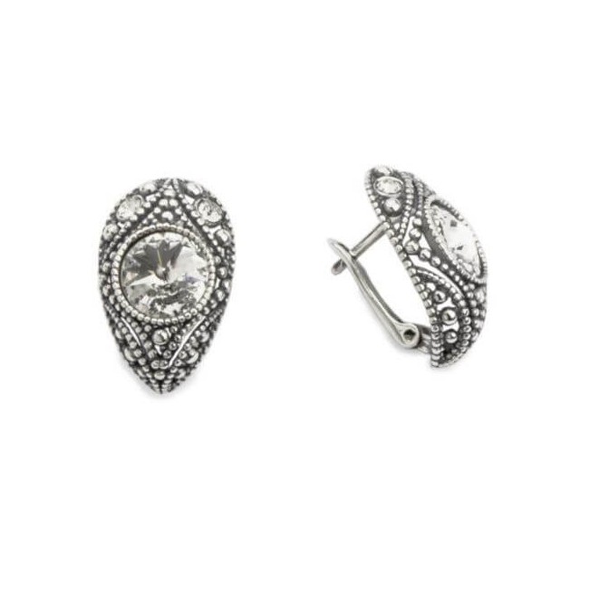 Kolczyki srebrne oksydowane Swarovski Crystal K3 1828 Kolczyki srebrne oksydowane Swarovski Crystal K3 1828