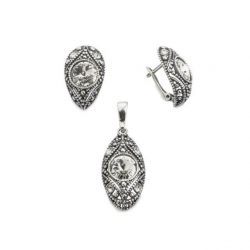Oxidized silver earrings Swarovski Crystal K3 1828