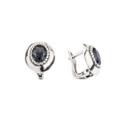 Silver earrings with oxidized crystals K3 1813