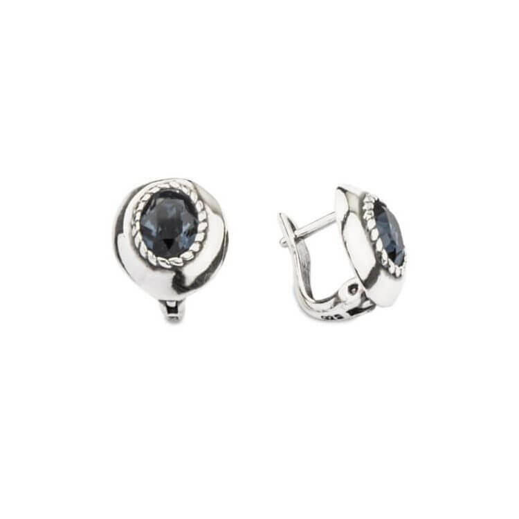 Silver earrings with oxidized crystals K3 1813