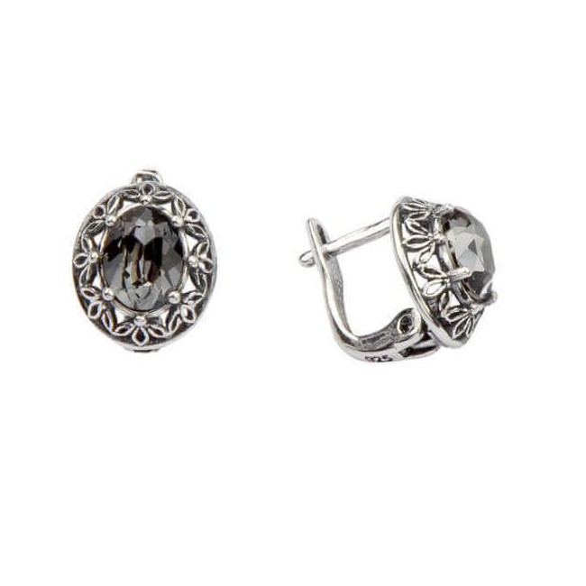 Kolczyki srebrne oksydowane Swarovski K3 1672 (mniejsze) Kolczyki srebrne oksydowane Swarovski K3 1672 (mniejsze)