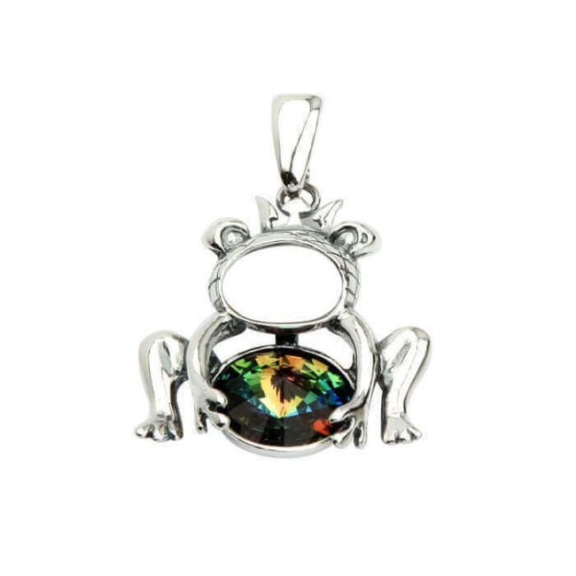 Srebrny oksydowany wisiorek ŻABA Swarovski W 1173 Srebrny oksydowany wisiorek ŻABA Swarovski W 1173