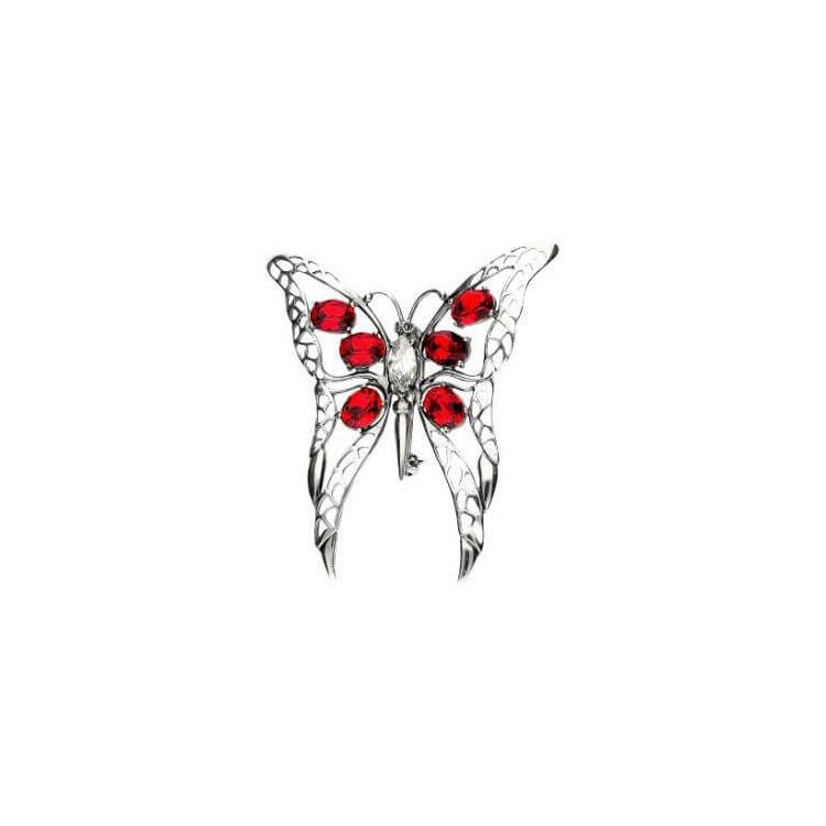Srebrna broszka z kryształami Swarovski MOTYL B 157