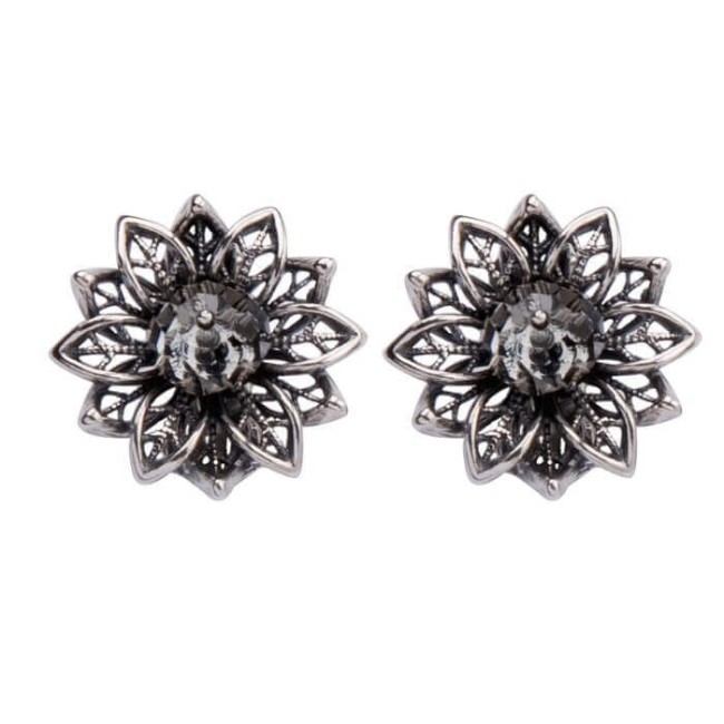 Klipsy srebrne z kryształami Swarovskiego 1611 Klipsy Silver Shade Klipsy srebrne z kryształami Swarovskiego 1611 Klipsy Silver Shade