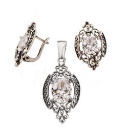 Silver earrings with zircons K3 1566