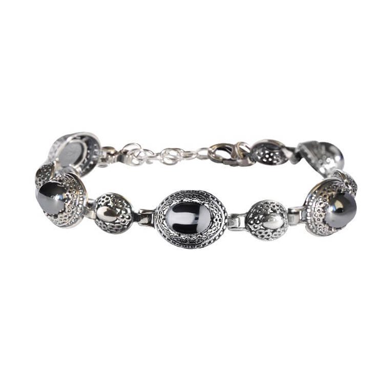 Silver oxidized bracelet with silicon L 2023 silicon
