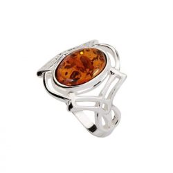 Silver ring with amber BP 024