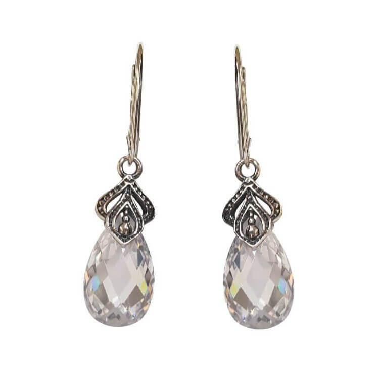 Silver rhodium-plated earrings with zircons K 2036