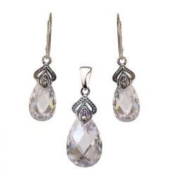 Silver rhodium-plated earrings with zircons K 2036