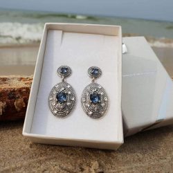 Silver oxidized earrings with Swarovski crystals K 1996