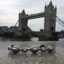 Silver oxidized bracelet with silicon L 2023 silicon