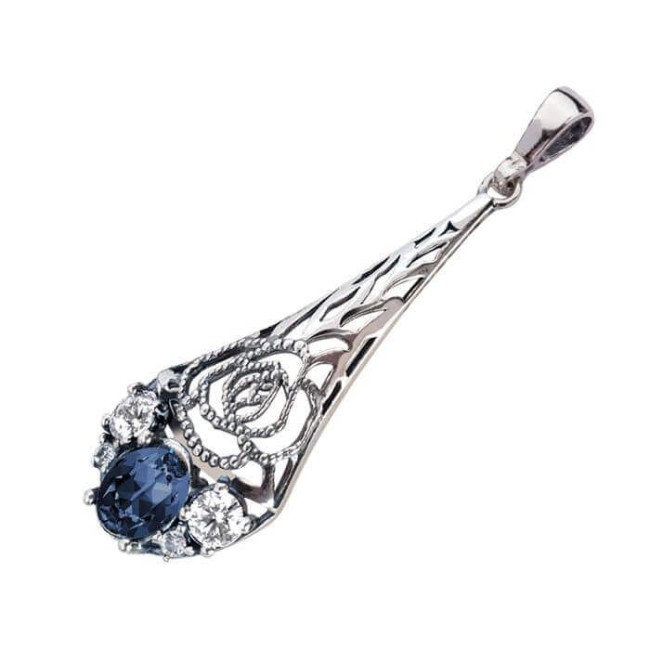 Srebrny oksydowany wisiorek z kryształami Swarovski W 2057 Srebrny oksydowany wisiorek z kryształami Swarovski W 2057
