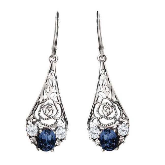 Srebrne oksydowane kolczyki z kryształami Swarovski K 2057 Srebrne oksydowane kolczyki z kryształami Swarovski K 2057