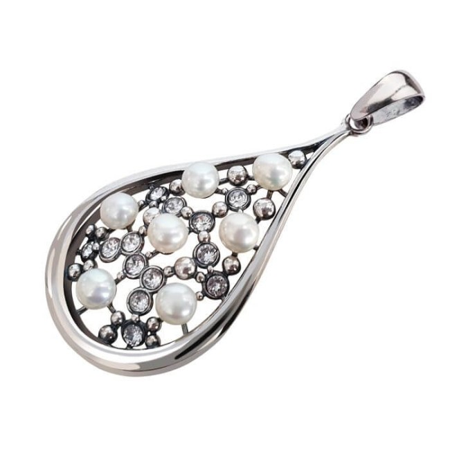 Srebrny wisiorek z perłami i kryształami Swarovski W 1959 Srebrny wisiorek z perłami i kryształami Swarovski W 1959