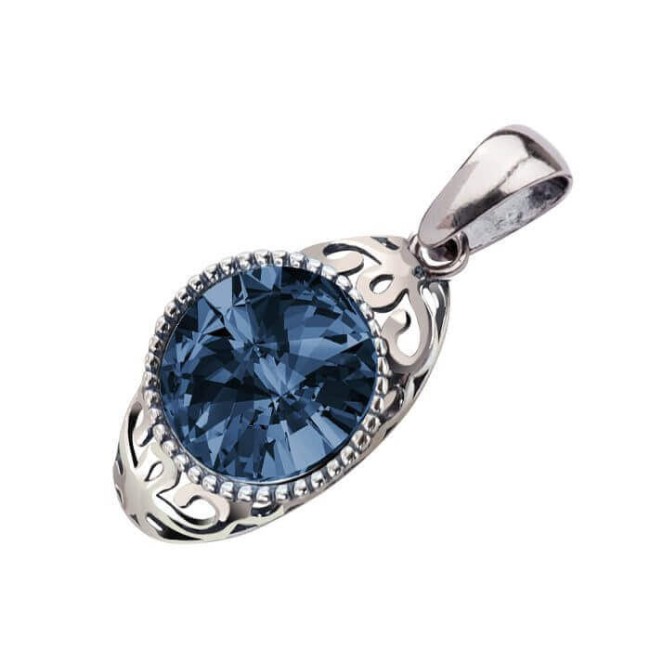 Wisiorek srebrny oksydowany Swarovski Elements W 2067 Wisiorek srebrny oksydowany Swarovski Elements W 2067