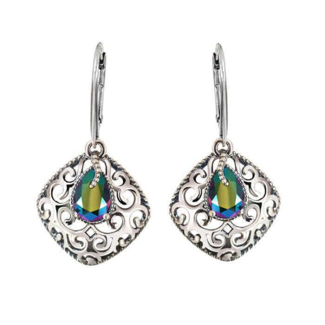 Srebrne oksydowane kolczyki z kryształami Swarovski K 2075 Srebrne oksydowane kolczyki z kryształami Swarovski K 2075