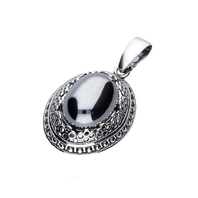 Silver oxidized pendant with silicon W 2023 silicon