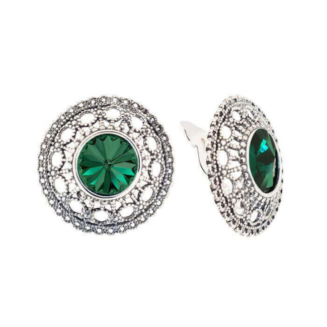 Klipsy srebrne oksydowane Swarovski KL 1777 Klipsy srebrne oksydowane Swarovski KL 1777