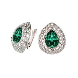 Kolczyki z zielonymi oczkami - swarovski crystal emerald
