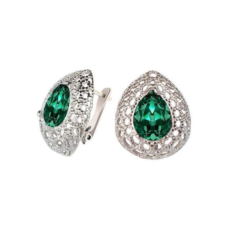 Kolczyki z zielonymi oczkami - swarovski crystal emerald