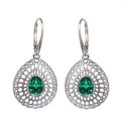 Silver rhodium plated earrings with Swarovski K 2025 crystals