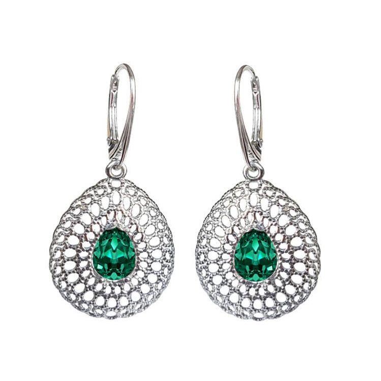 Silver rhodium plated earrings with Swarovski K 2025 crystals
