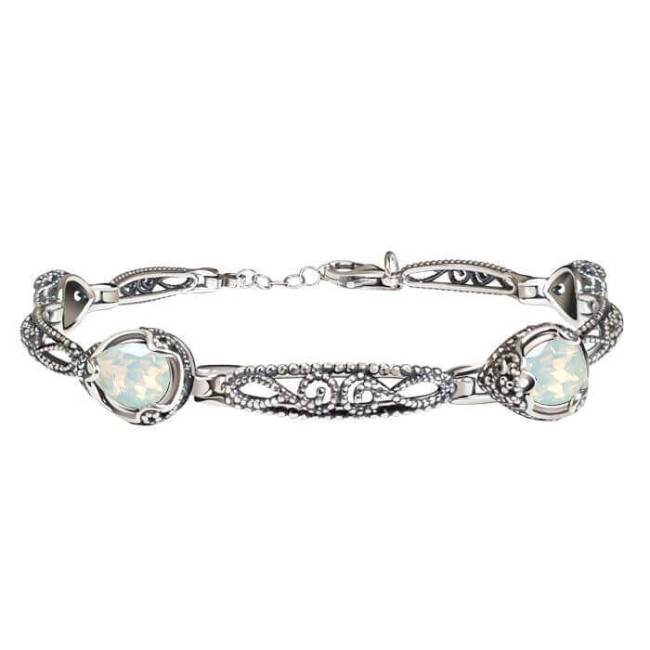 Srebrna oksydowana bransoletka z kryształami Swarovski L 2084 Srebrna oksydowana bransoletka z kryształami Swarovski L 2084